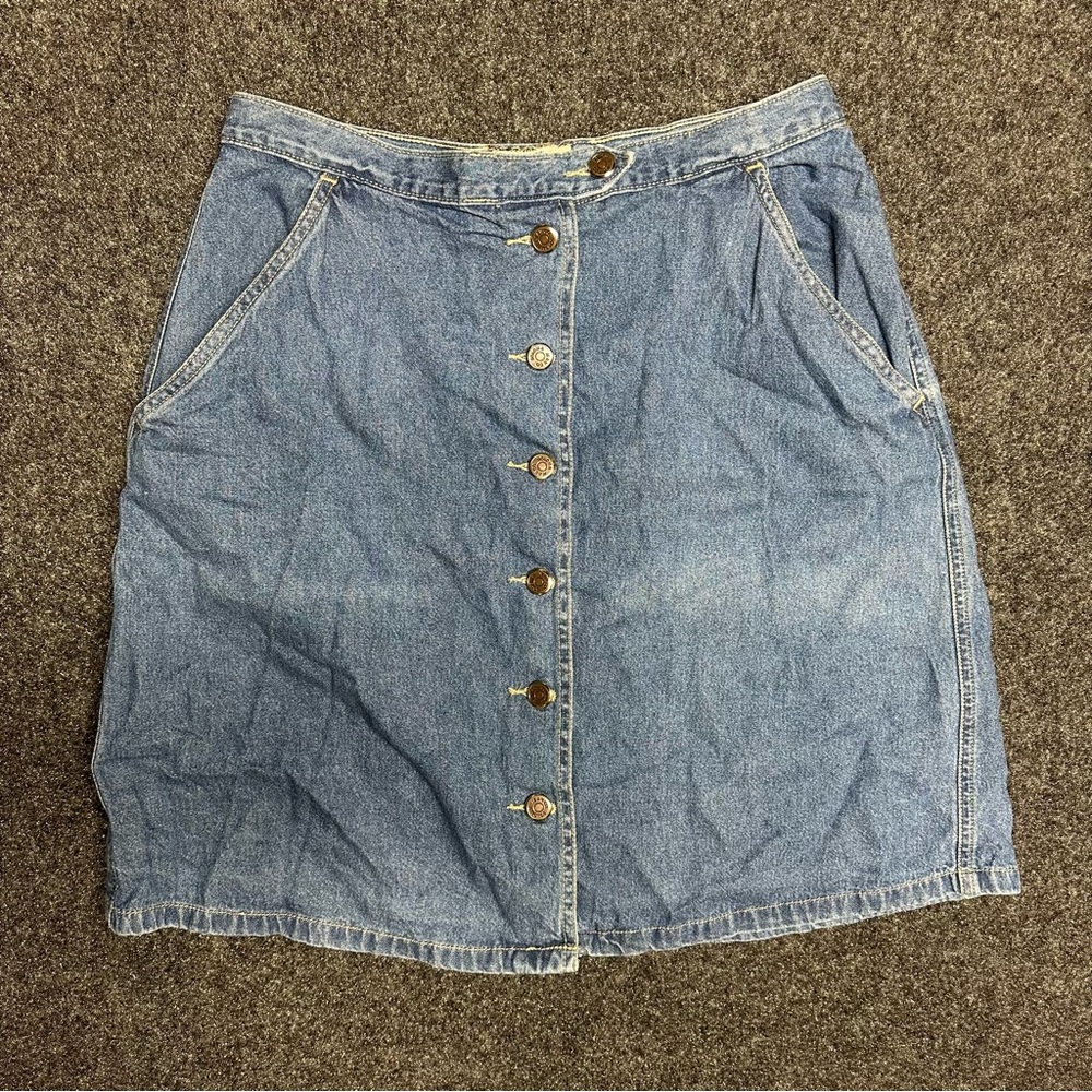 Vintage blue denim a line mini skirt cowgirl western festival boho